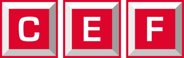 Red and white blocks displaying the letters C, E, and F in a 3D style evoke a sleek modernity akin to cutting-edge business VoIP phones.